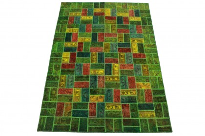 Patchwork Rug Green Red Yellow in 250x160cm