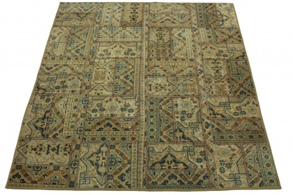 Patchwork Rug Blue Beige in 200x180cm