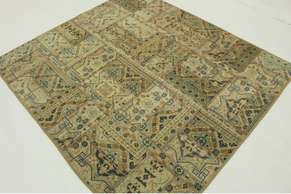 Patchwork Rug Blue Beige in 200x180cm (2 / 4)