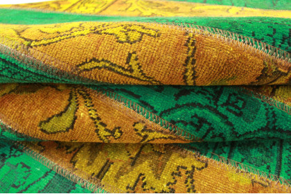 Patchwork Rug Orange Green in 250x160cm (5 / 5)