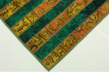 Patchwork Rug Orange Green in 250x160cm (2 / 5)