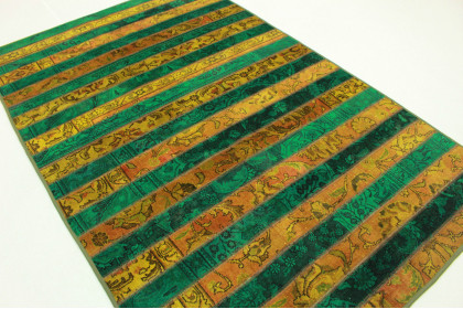 Patchwork Rug Orange Green in 250x160cm (3 / 5)