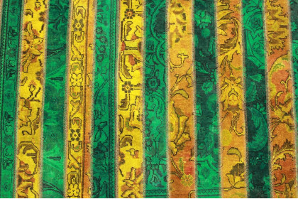 Patchwork Rug Orange Green in 250x160cm (4 / 5)