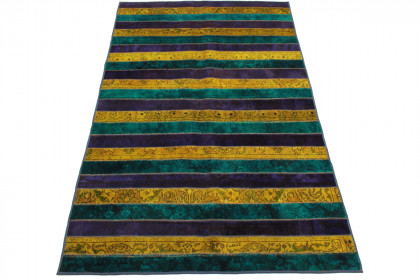 Patchwork Rug Purple Turquoise Yellow in 250x160cm