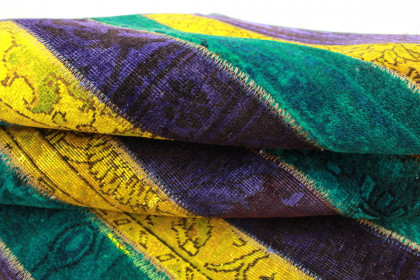 Patchwork Rug Purple Turquoise Yellow in 250x160cm (3 / 5)
