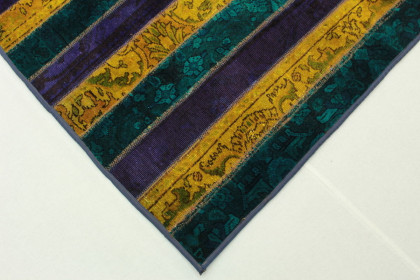 Patchwork Rug Purple Turquoise Yellow in 250x160cm (4 / 5)