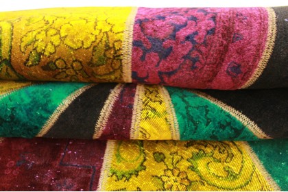 Patchwork Rug Turquoise Gold in 240x170cm (10 / 10)