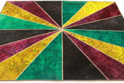 Patchwork Rug Turquoise Gold in 240x170cm (5 / 10)