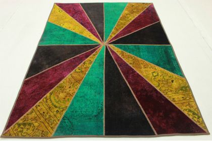 Patchwork Rug Turquoise Gold in 240x170cm (6 / 10)