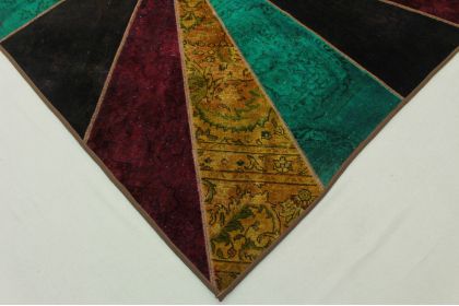Patchwork Rug Turquoise Gold in 240x170cm (7 / 10)
