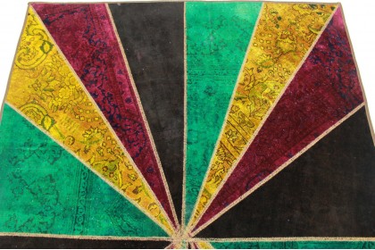 Patchwork Rug Turquoise Gold in 240x170cm (8 / 10)