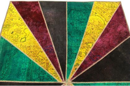 Patchwork Rug Turquoise Gold in 240x170cm (9 / 10)