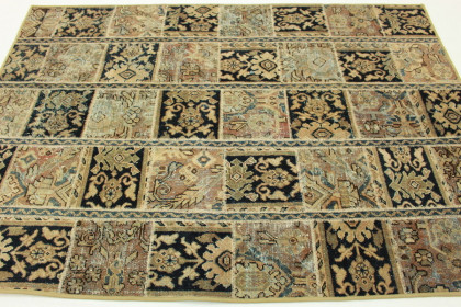 Patchwork Rug Blue Beige in 240x170cm (4 / 5)