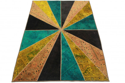 Patchwork Teppich Orange Curry in 240x170cm (1 / 5)