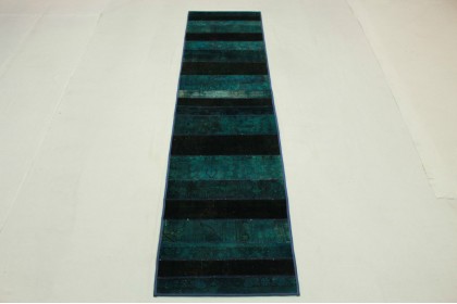 Patchwork Teppich Läufer Türkis in 310x80cm (3 / 8)
