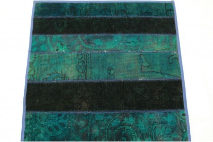 Patchwork Teppich Läufer Türkis in 310x80cm (5 / 8)