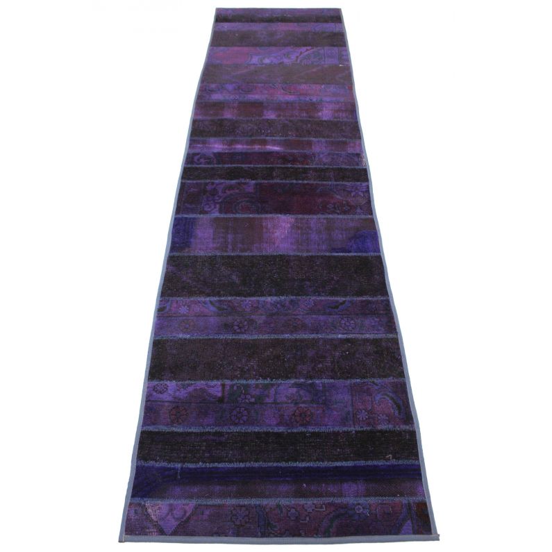 Purple Patchwork Rug Patchwork Rug Runner Purple in 310x80cm (1001-936) - carpetido.de