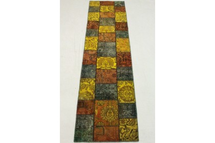Patchwork Rug Runner Orange Green in 310x80cm (2 / 7)