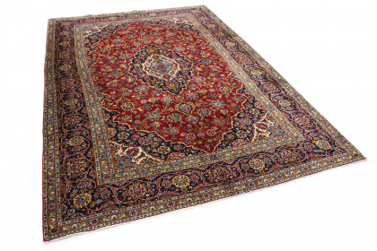 Traditional Vintage Rug Kashan in 380x260 (2 / 7)