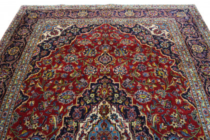 Traditional Vintage Rug Kashan in 380x260 (4 / 7)