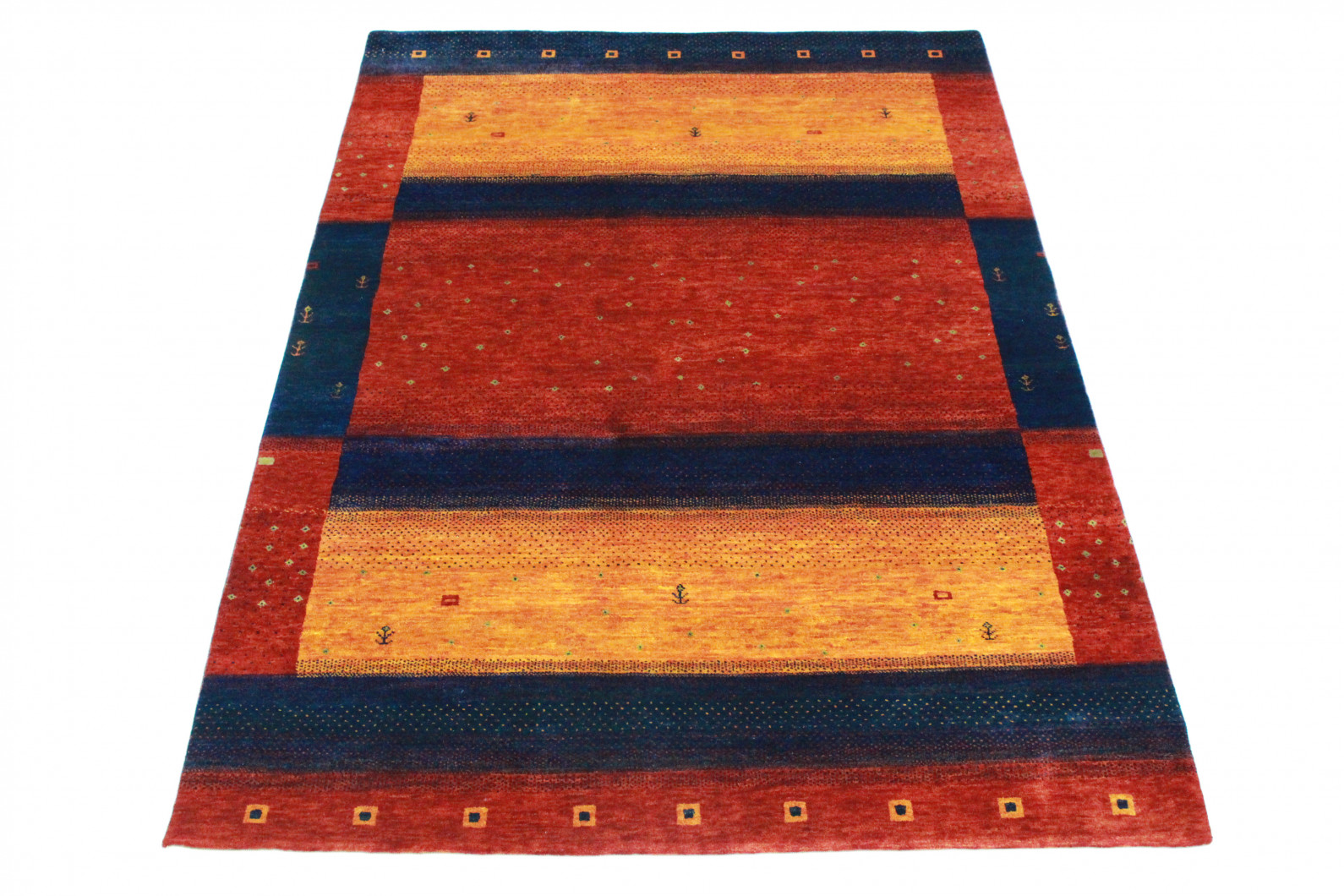 Pergamon Designer Teppich Brilliant Rot Orange Karo Rund In 3 Größen