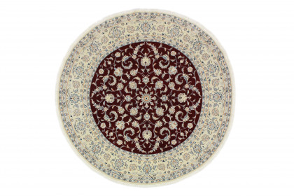 Nain Teppich Rund Rot Weiß in 200x200 (1 / 3)