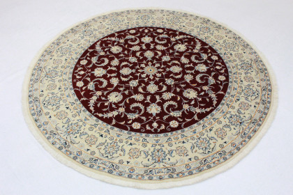 Nain Teppich Rund Rot Weiß in 200x200 (2 / 3)